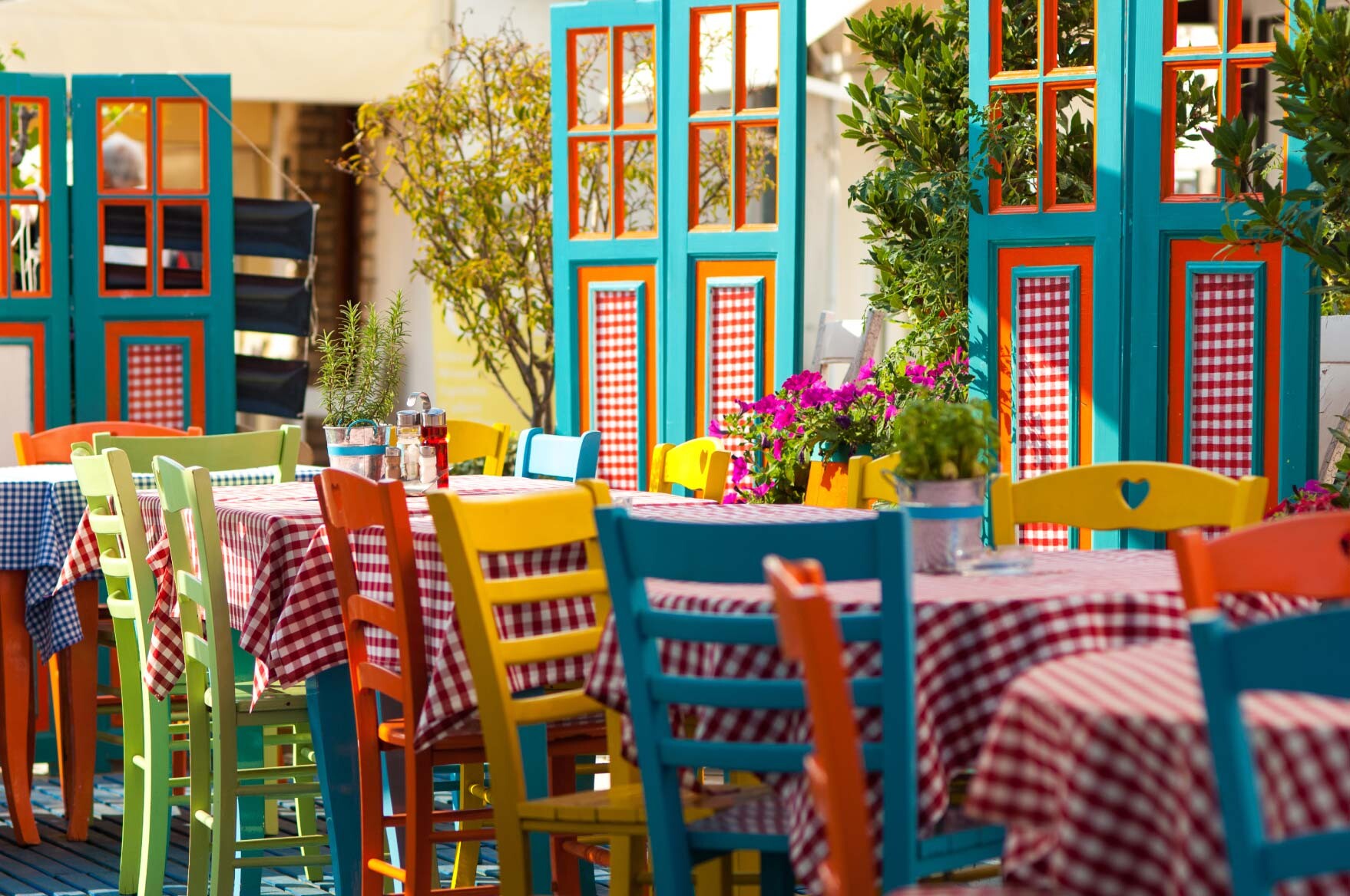 Colorful outdoor restaurant